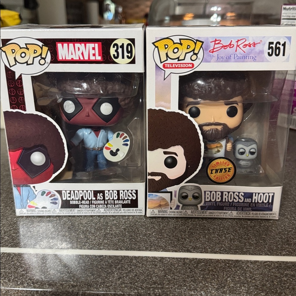 Funko Pop! Marvel Deadpool and Bob Ross Vinyl Figures